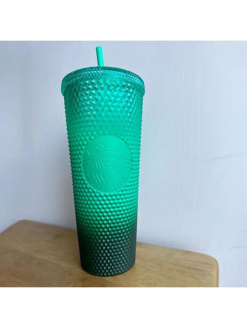 NWT Starbucks Holiday 2022 Teal to Black Ombre Studded Tumbler 24oz
